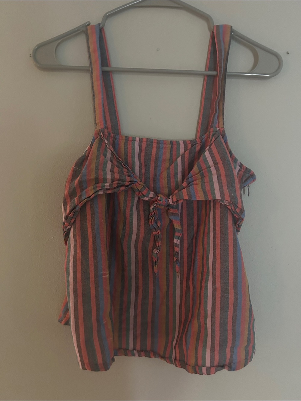 Madewell Multi-Stripe Tie-Front Camisole in Pink, Blue, Green